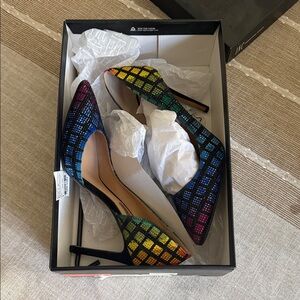 Colorful Multicolor Crystal Pointed-Toe Stiletto Pumps - Women